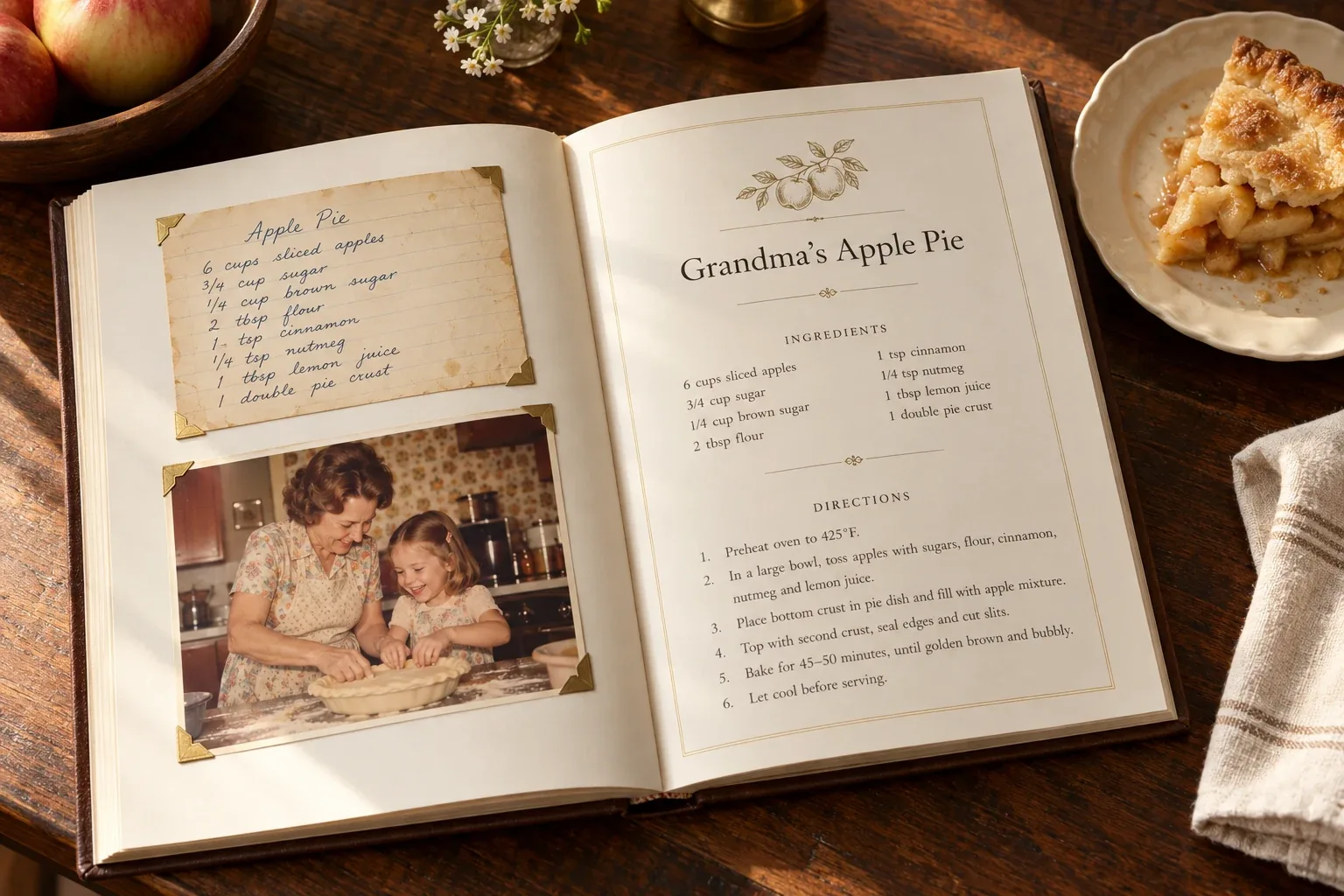 Cookbook inspiration: original recipe cards and family stories in a warm country kitchen